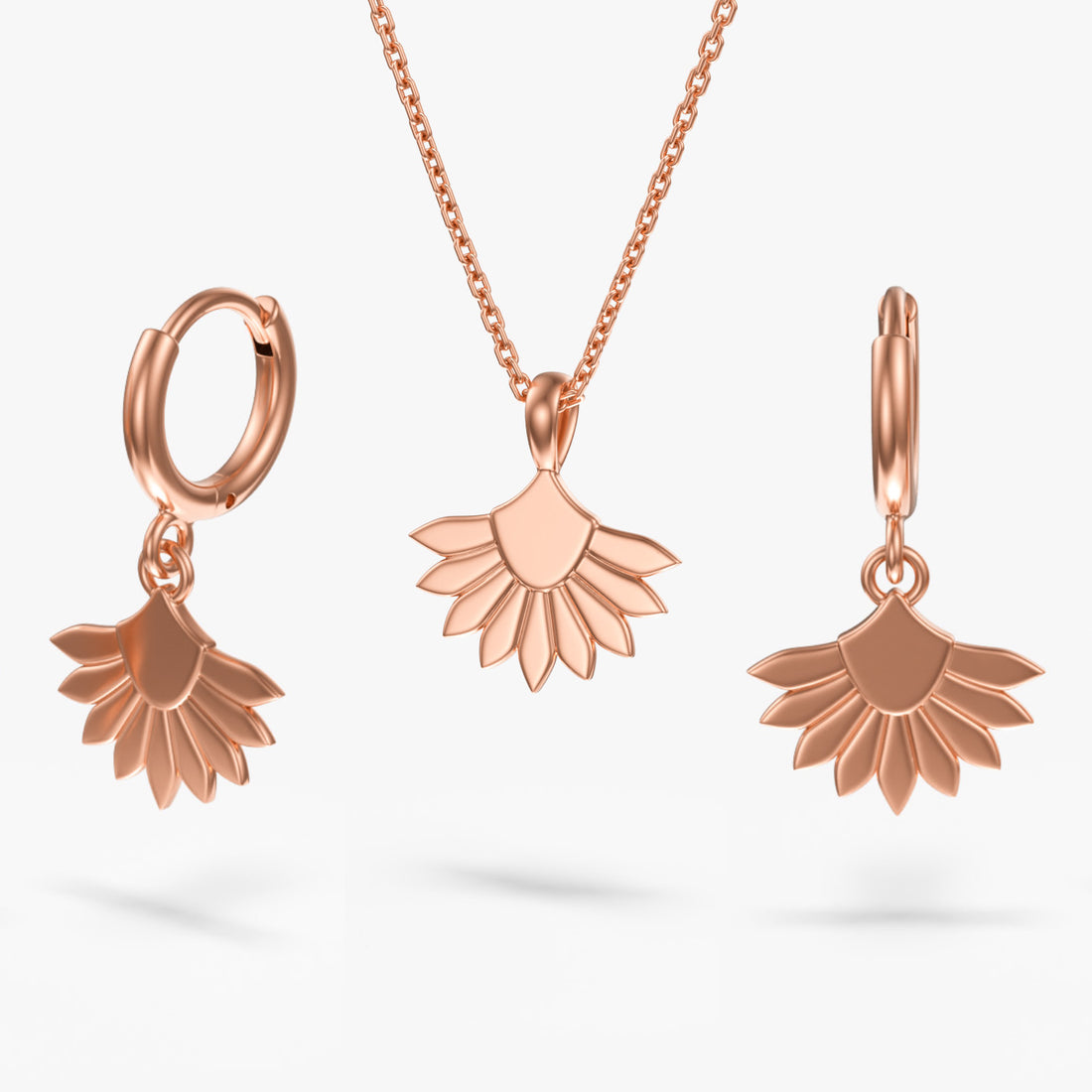 Palm Fan Set 14K Solid Gold