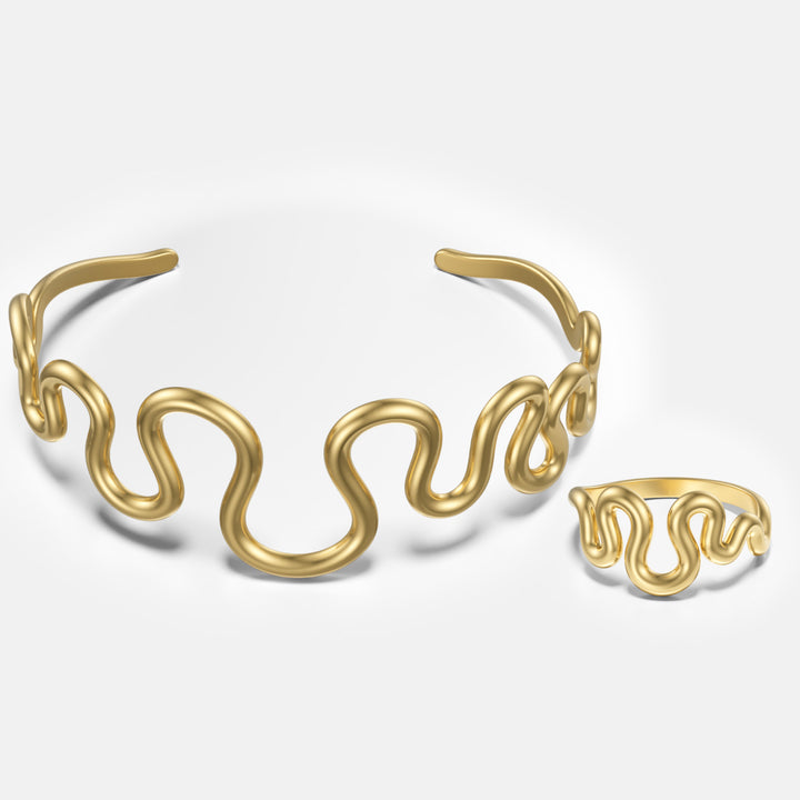 Wave Set 14K Gold