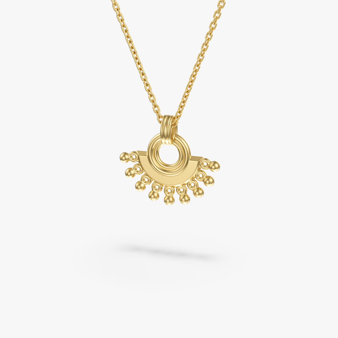 Zenyu Fan Pendant 14K Solid Gold