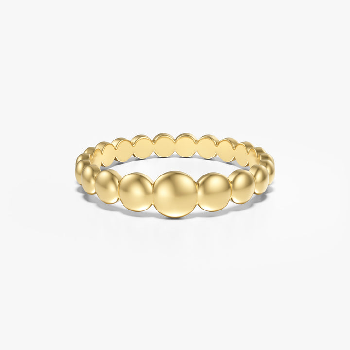 Bead Cuff Ring 14K Solid Gold